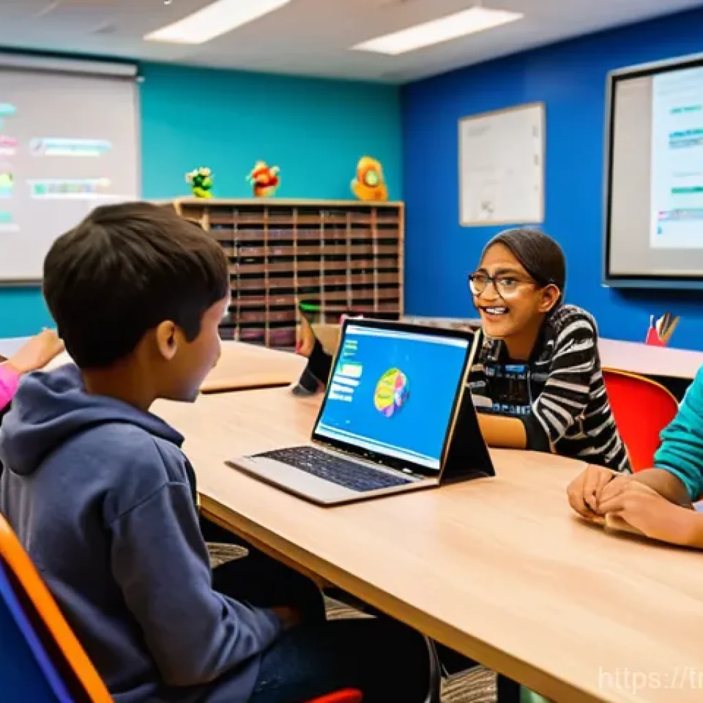 코딩교육지도사와 자격증 합격률 비교 - **Prompt:** A vibrant and engaging coding classroom filled with a diverse group of young students, a...