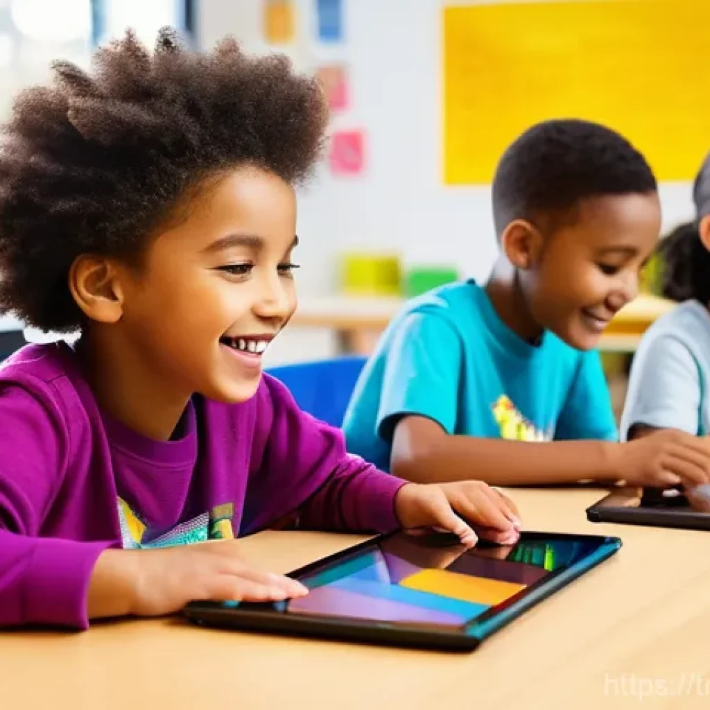 코딩교육지도사와 효과적인 수업 운영 - **Prompt:** A diverse group of four elementary school children, aged 8-10, are actively engaged in a...