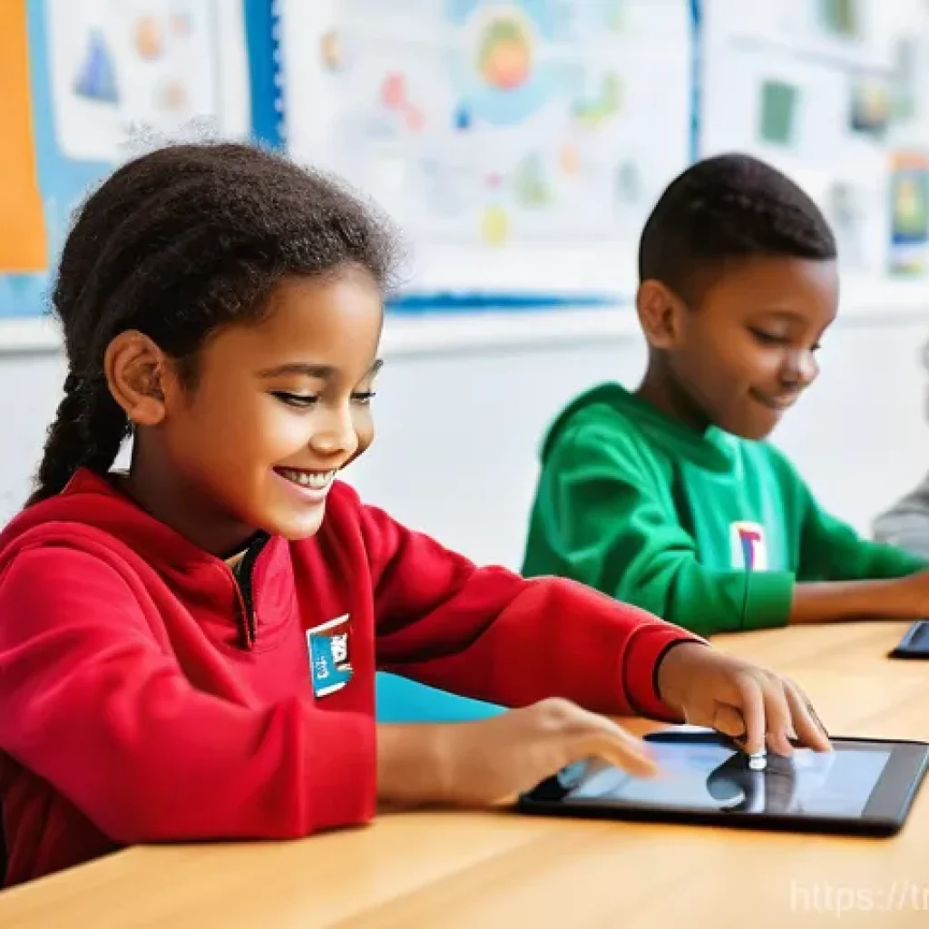 코딩교육지도사와 교육 효과 측정 도구 - **Prompt:** A diverse group of joyful children, aged 7-12, are engrossed in a coding activity in a b...