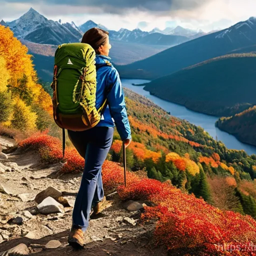 코딩교육지도사와 학습 활동 평가 사례 - **Prompt 1: Autumn Mountain Adventure**
"A vibrant, photorealistic image of a young woman, in he...