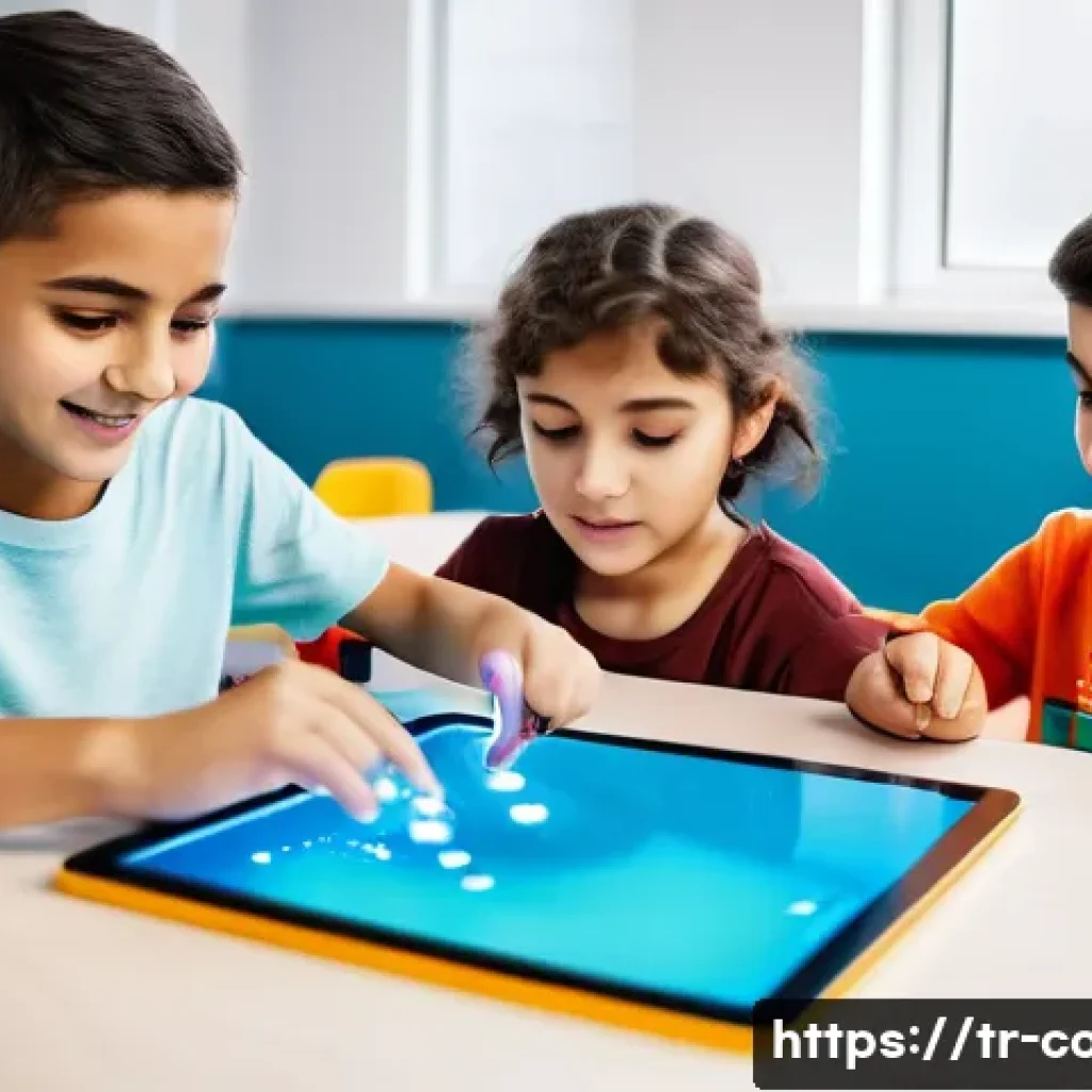 코딩교육지도사 시험 가이드북 리뷰 - "A group of diverse Turkish children, aged 7-10, are joyfully engaged in a robotic coding class. The...