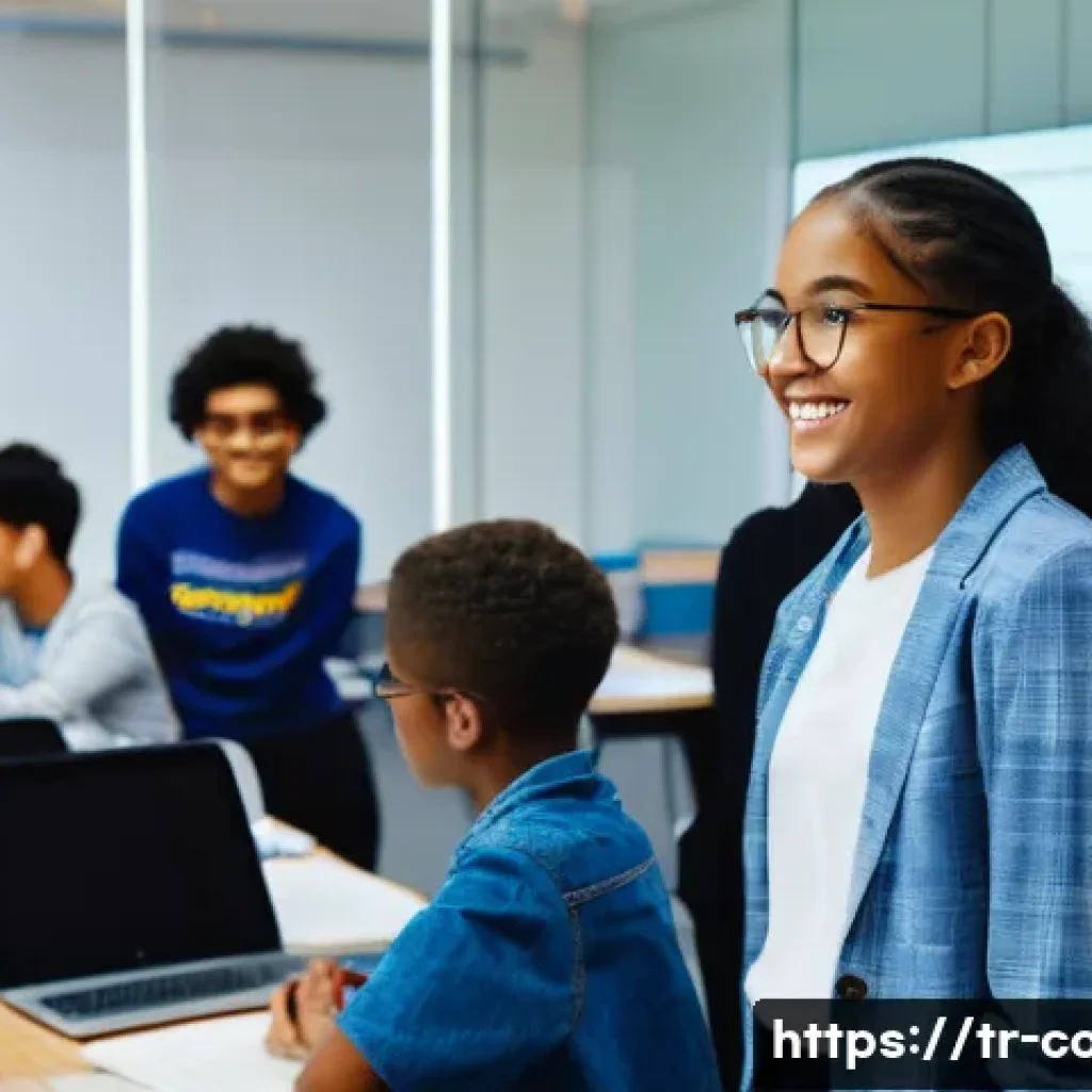 코딩교육지도사 업무에서의 시간 관리 비법 - **Prompt:** A diverse group of enthusiastic teenage and young adult students (ages 15-22) in a brigh...