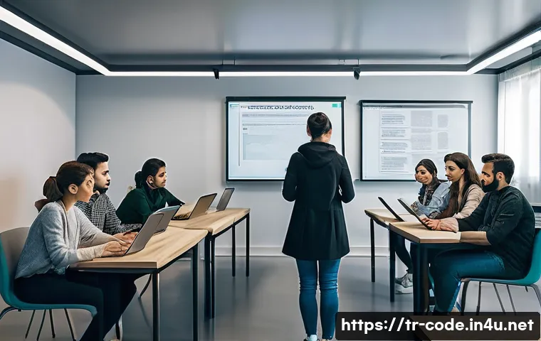 코딩교육지도사와 강의 중 사고 대처 방법 - A modern online coding class scene with a diverse group of Turkish students, all wearing casual clot...