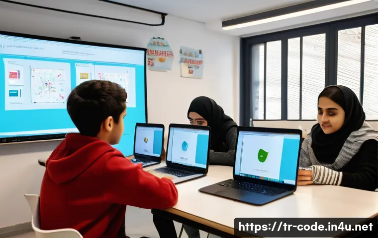 코딩교육지도사와 교육 상담 사례 분석 - A vibrant classroom scene in Istanbul with diverse Turkish students aged around 15-18 actively engag...