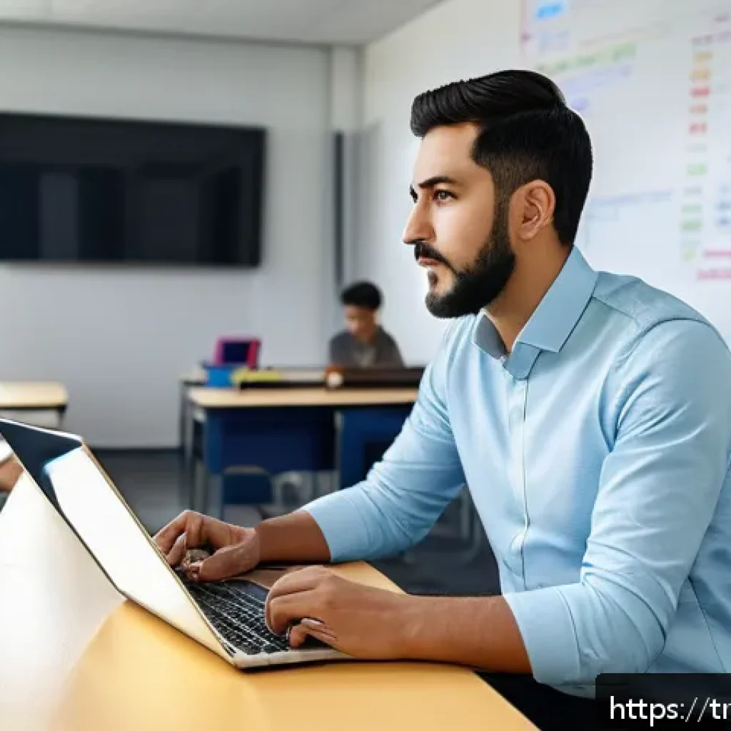 코딩교육지도사 취업 시 필요한 자격증 목록 - A professional coding instructor in a modern Turkish classroom setting, wearing business casual atti...
