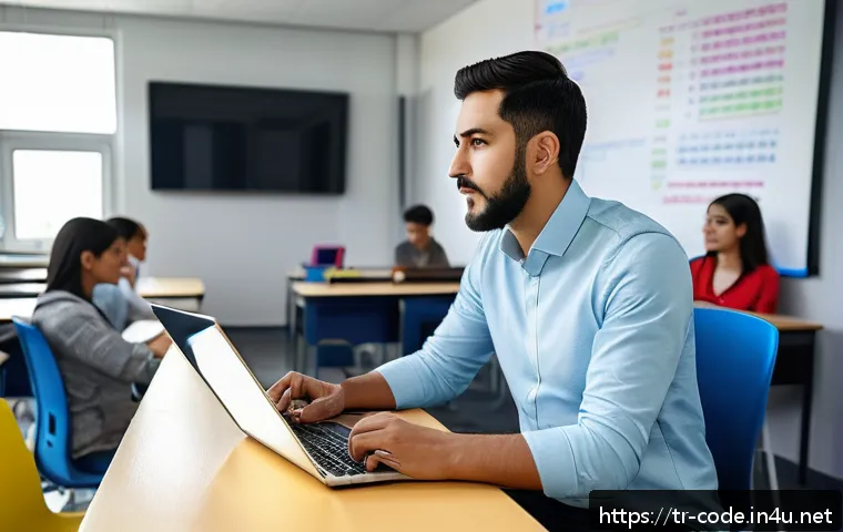 코딩교육지도사 취업 시 필요한 자격증 목록 - A professional coding instructor in a modern Turkish classroom setting, wearing business casual atti...