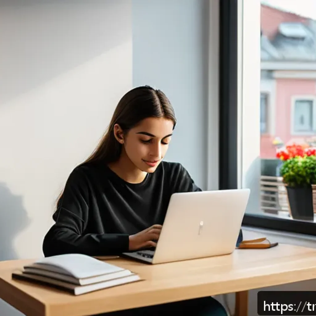 코딩교육지도사와 학습 목표 설정 사례 - A focused young Turkish woman sitting at a modern wooden desk in a cozy Istanbul apartment, practici...
