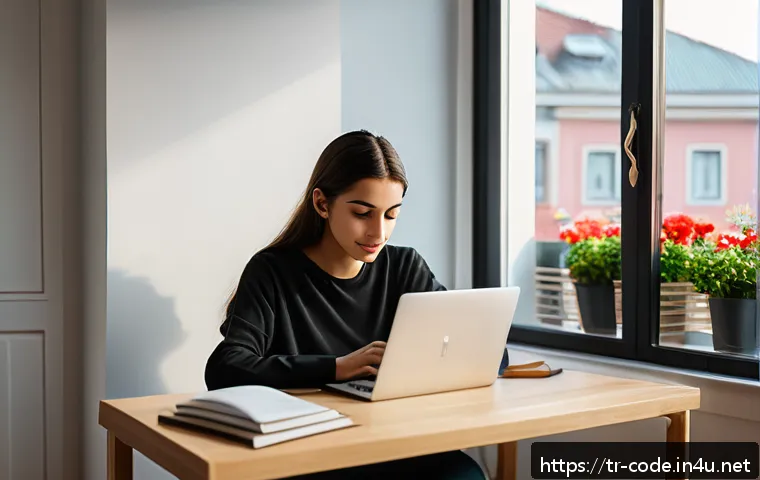 코딩교육지도사와 학습 목표 설정 사례 - A focused young Turkish woman sitting at a modern wooden desk in a cozy Istanbul apartment, practici...