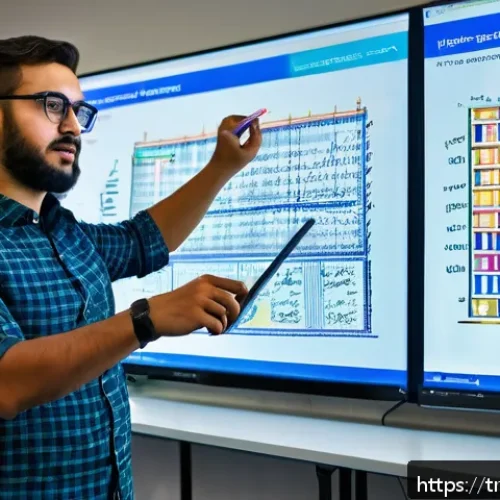 Home 17 코딩교육지도사 시험 유형별 분석 - A focused Turkish coding instructor in a modern classroom setting, explaining algorithm problem-solv...